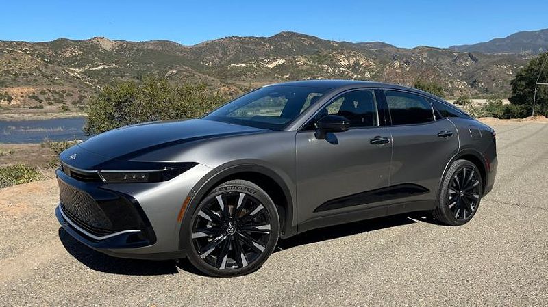 2024 Toyota Crown in grey with hills in the background